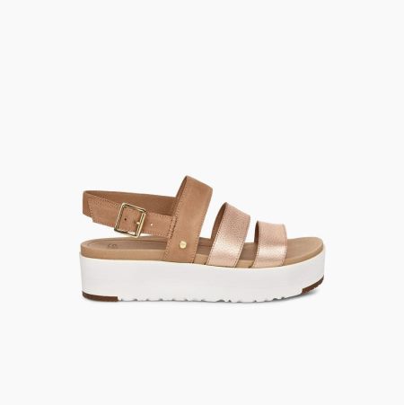 UGG Braelynn Metallic Rose Gold Sandals for Women (WQET46803)